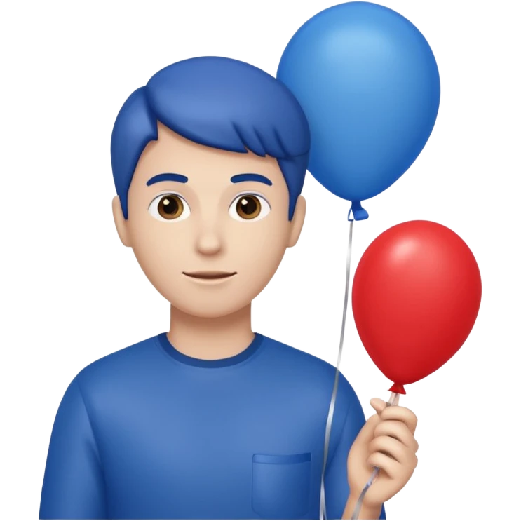 One red balloon and one blue balloon,grabbed by a yellow (more fair color)hand emoji