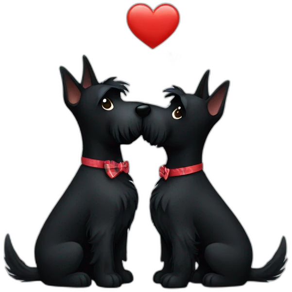 Two black Scottish terrier kissing emoji