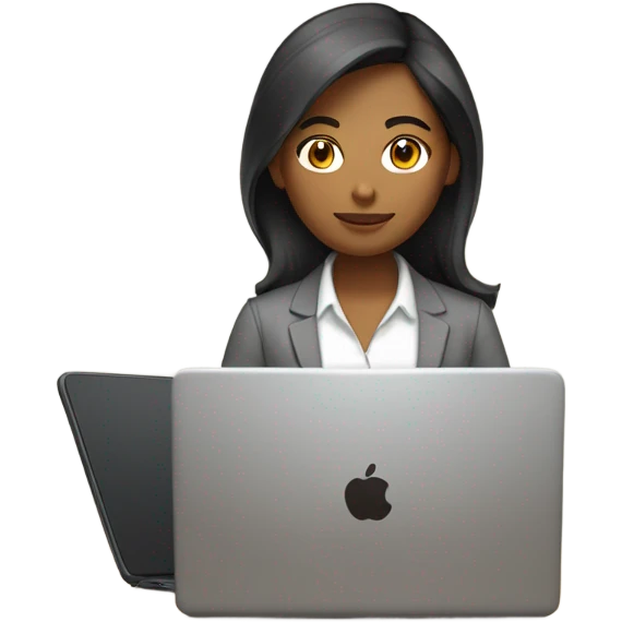 Brown skinned asian female software engineer with laptop on the side emoji
