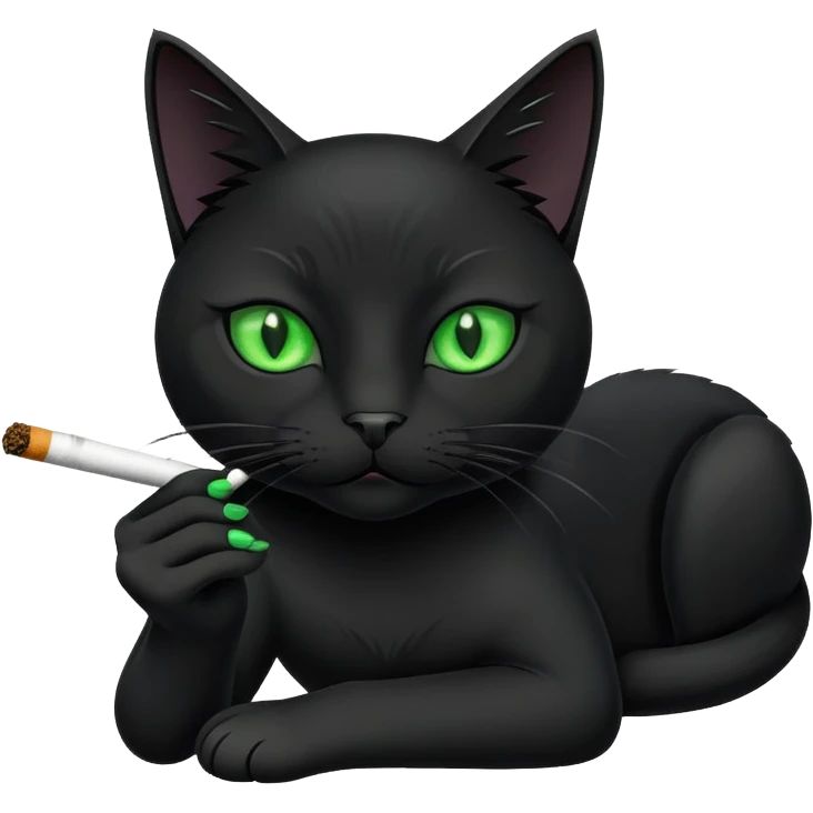 black cat smoking a joint emoji