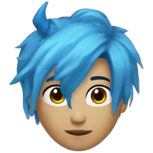 Blue hair blue horned hair covering face Roblox emoji