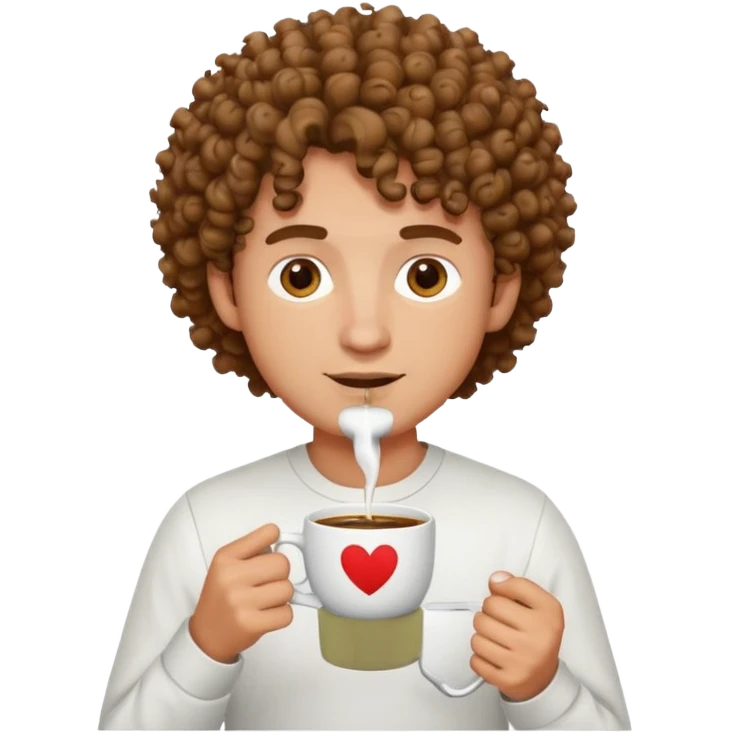 curly man drink coffe emoji