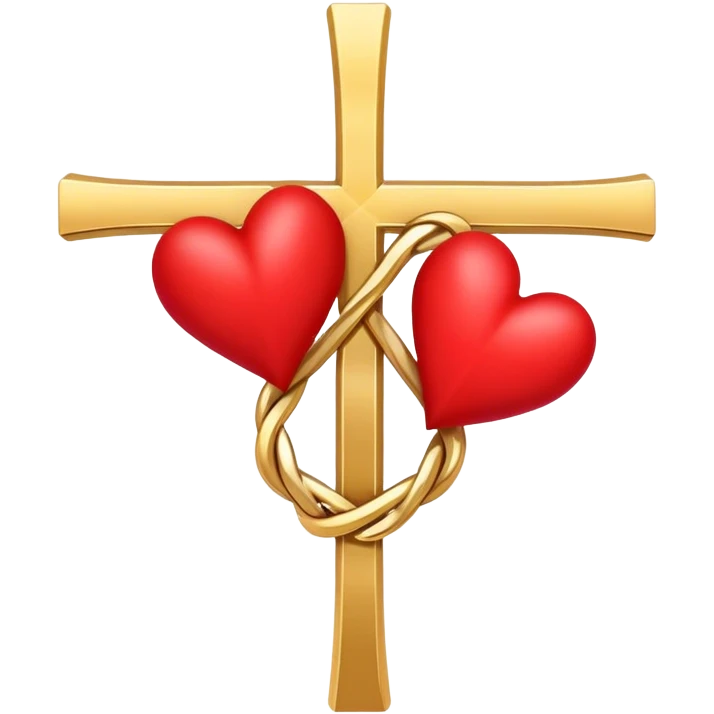 Two red hearts entwined with a gold cross  emoji