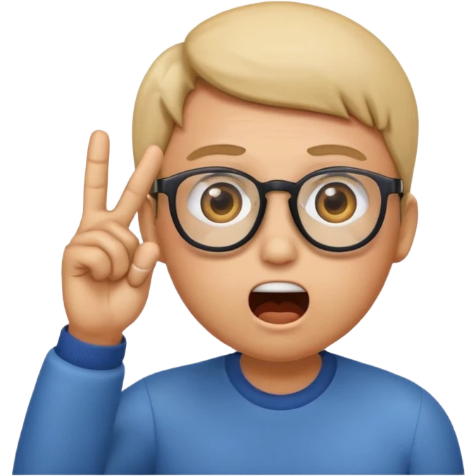 Generate a emoji head base with a shocked expression with a finger pushing the glasses down a little bit emoji