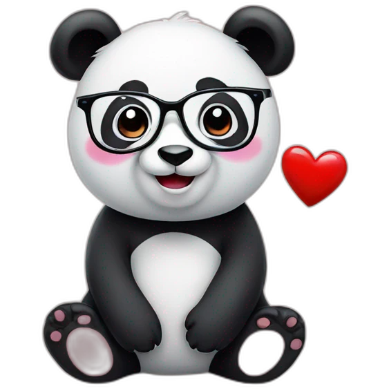 a panda bear with glasses with in love a heart emoji