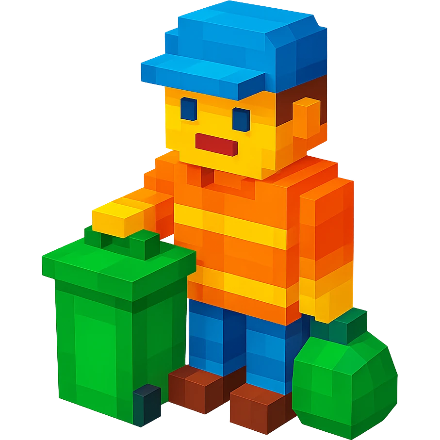 blocky and colorful garbage man emoji