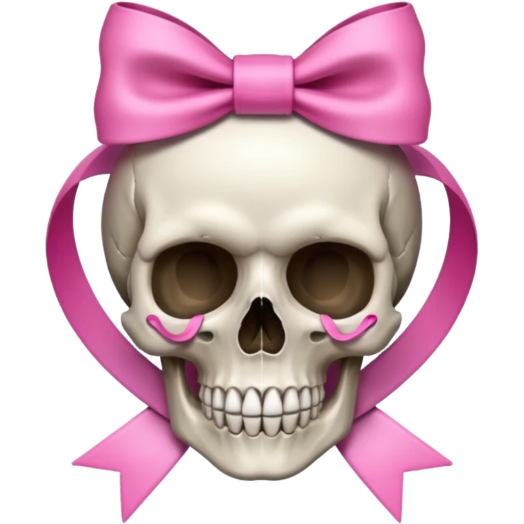 Skull with a pink ribbon emoji