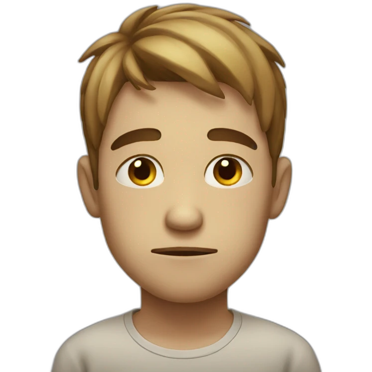 Sad boy with small smile emoji