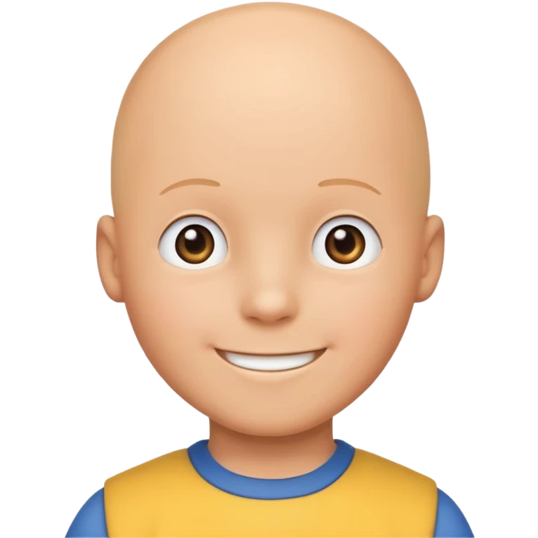 Caillou in GoAnimate cartoon style, smiling, emoji emoji