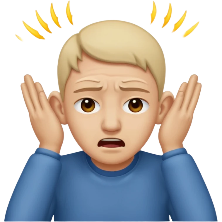 person covering ears, wincing in pain because the sound is terribly loud and hurting ears emoji