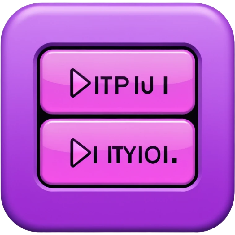 Necesito botones para un reproductor de música, los botones tienen que mezclar un estilo pixel art con vaporwave y usar como coló principal un morado, tienen que ser de: emoji