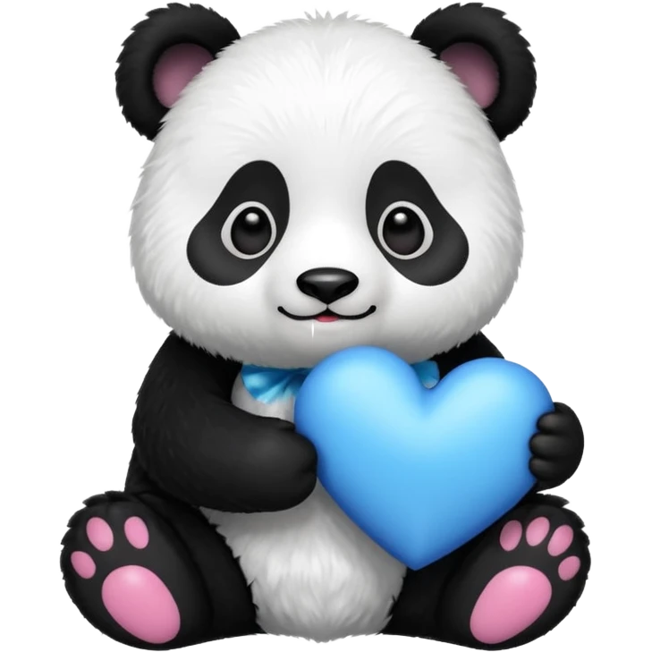 panda holding a blue heart  emoji