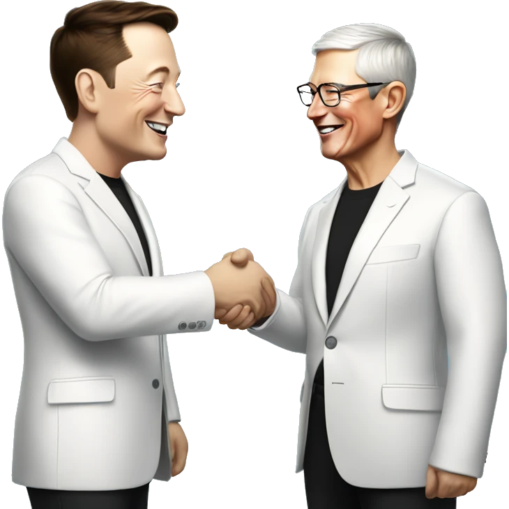 Elon Musk shakes hand with Tim Cook from Apple emoji