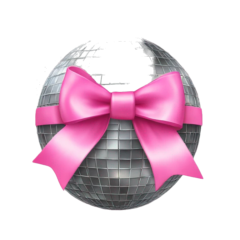 Disco ball with pink bow emoji