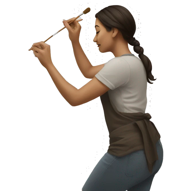 a woman painting on a canvas  emoji