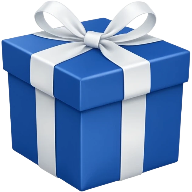 square royal blue gift box with elegant white cursive text that says “Best Kept” across the front. Add a simple thin white ribbon or bow underneath the text. The design should be clean, minimal, flat, and match Apple-style emoji aesthetics — no gradients, no shadows, no texture.  emoji