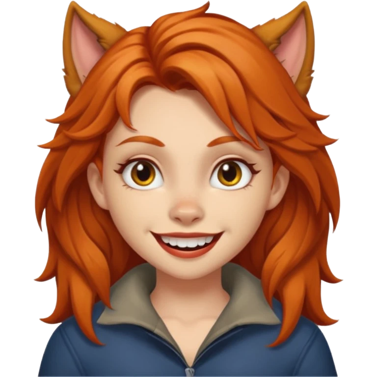 Werewolf ginger hair girl with a smile emoji