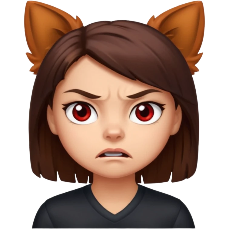 Angry Brunette girl with red yorkie  emoji