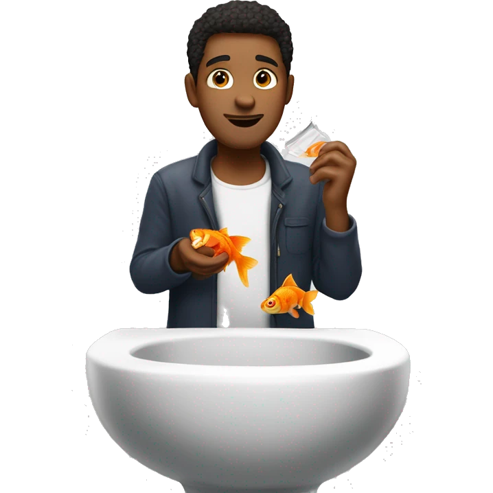 a guy eating goldfish  he gets a call and he needs to go meet skibidi toliet to help him go back to normal emoji