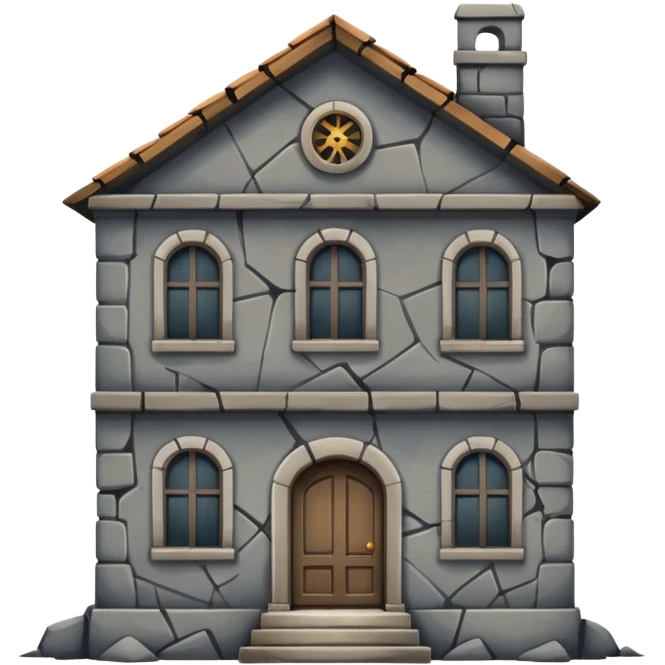 an old building with carks and dirty  emoji