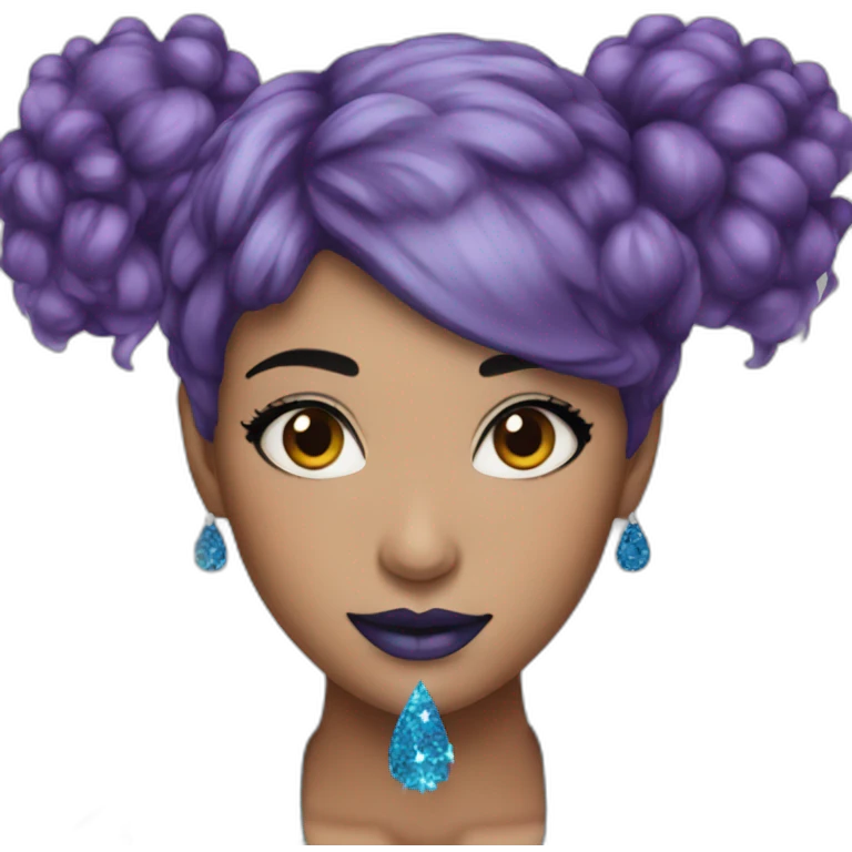 women with short blue hair and glitter makeup emoji