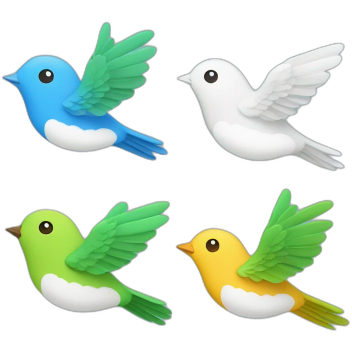 4 Little bird who’s flying on the Sky two Blue one White and one Green  emoji