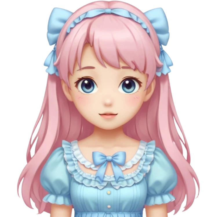 Shiny Blushing Cute Kawaii Beautiful Pastel Lolita Anime Cat Trending Style Cottagecore Pastelcore  emoji