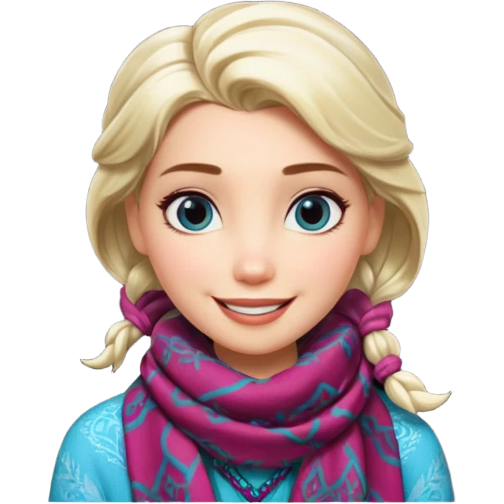 elsa with patterned scarf emoji