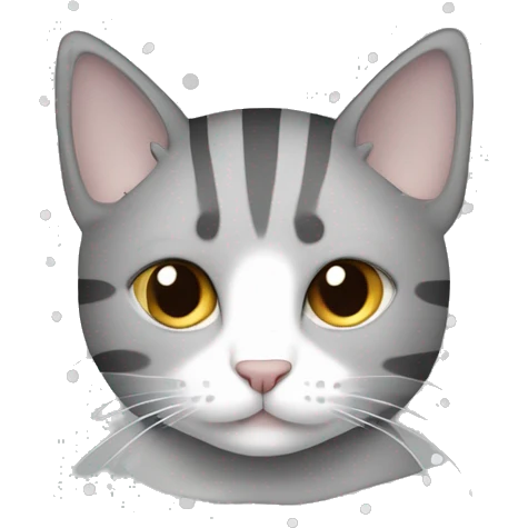 cute gray cat striped and dotted color emoji