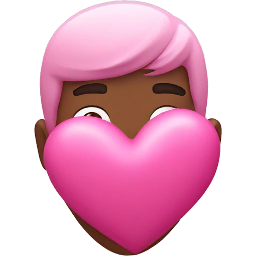 Pink hearts floating over a guy emoji