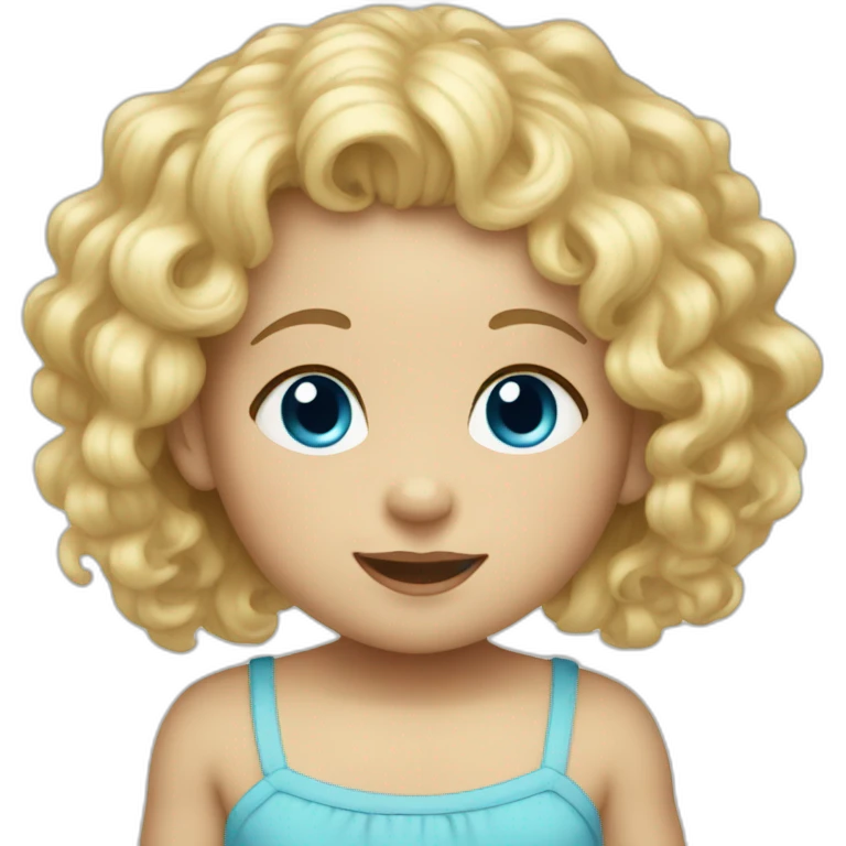 baby with curly and blonde hair and with blue eyes  emoji