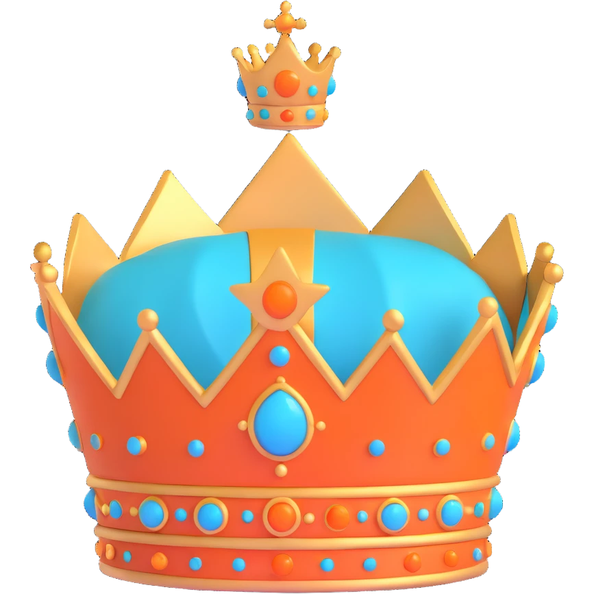 teal and orange royal crown emoji