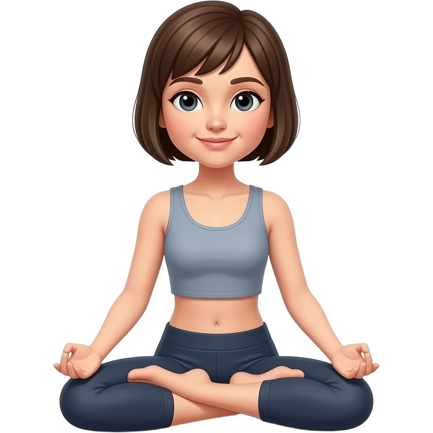 woman with brown pixie cut doing yoga emoji