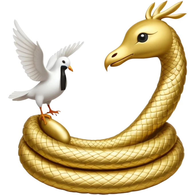 a serpent gold and a dove white emoji