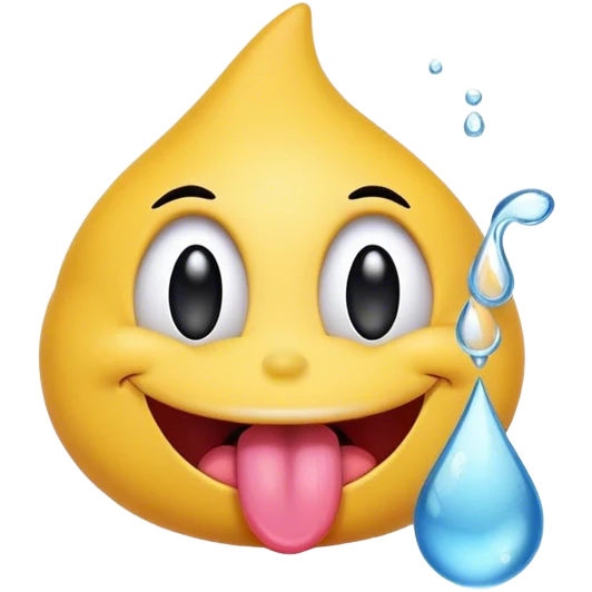 A smiley with a tongue out and a drop on its tongue emoji