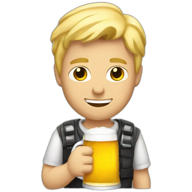 blond guy holding a beer emoji
