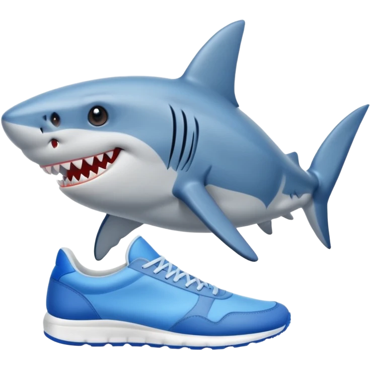 Shark wearing blue sneakers  emoji
