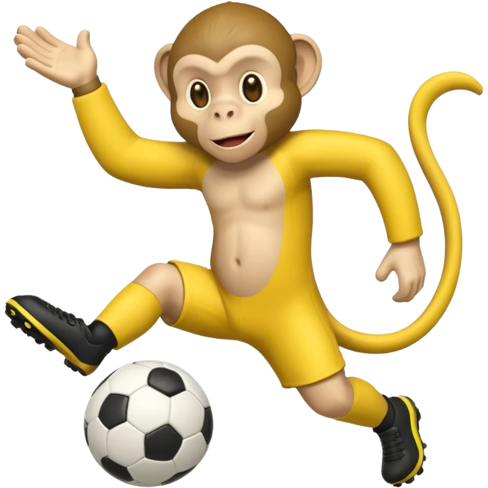 Quiero hacer a un mono jugando futbol y un plátano en la mano emoji