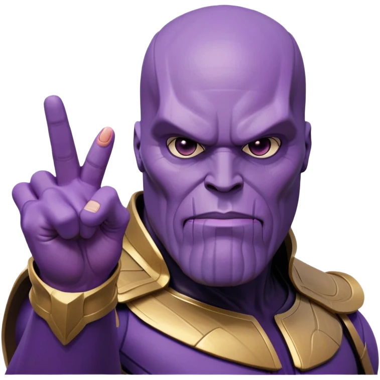 Purple villain Thanos with Squid Game aesthetic showing middle finger emoji