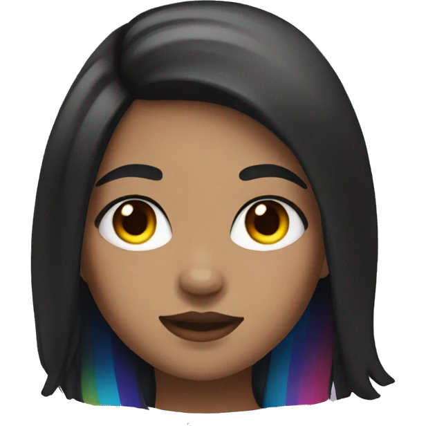 girl with black hair and rainbow skin emoji