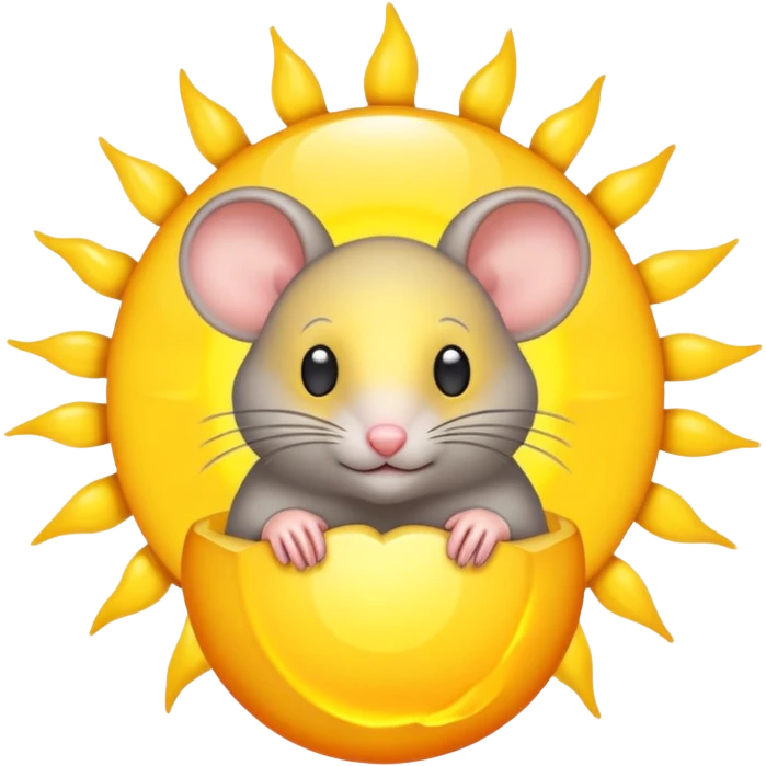 A gray mouse inside of a sun ☀️ 🐭 emoji