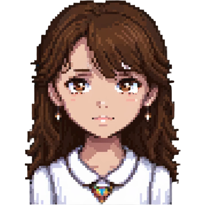 portrait of a girl with brown eyes and brown hair emoji