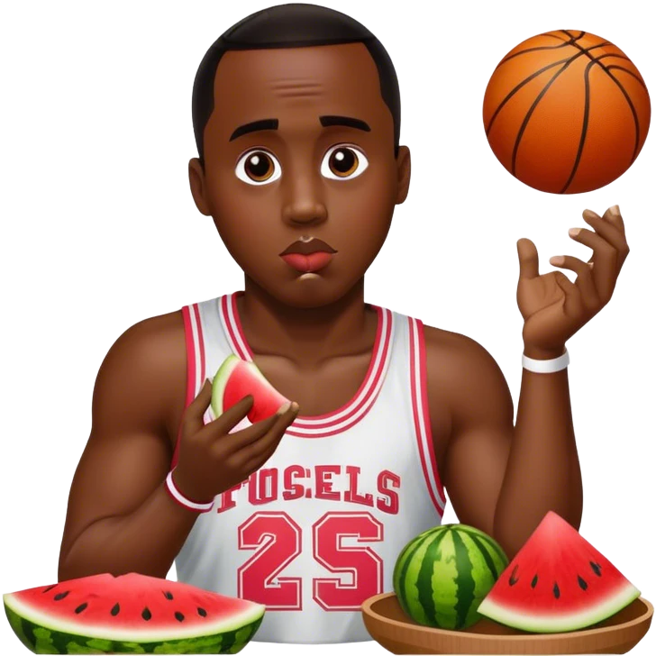 sean diddy combs eating watermelon and chicken and playing basketball emoji