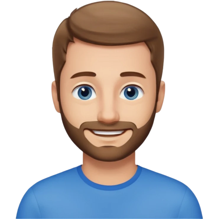 homme yeux bleus presque chauve mais encore avec des cheveux clairsemées et une barbe courte moins de chevaux et sourir emoji