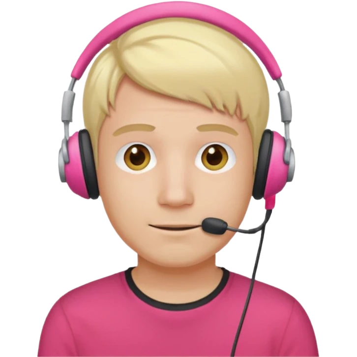 guy with blonde hair, red shirt and pink headset emoji
