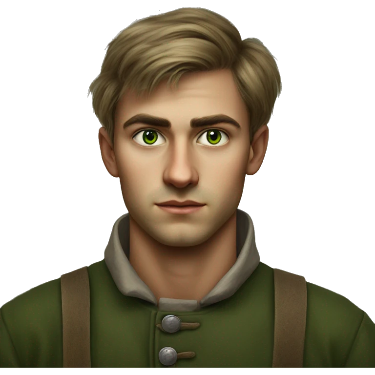25 year old green eyed peasant during the 1917 revolution in russia photorealistic serious emoji