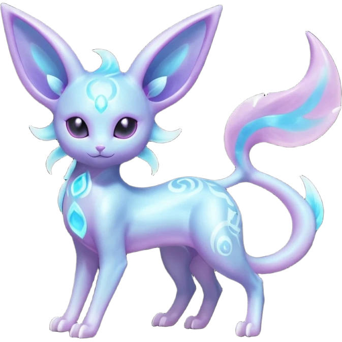 Shiny iridescent Bioluminescent Glowing Espeon-Lumineon-Skitty-Amaura-Dragonair-Fakémon-hybrid-creature (full body)  emoji