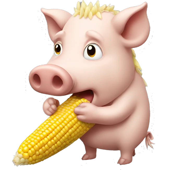 Hog eating corn emoji