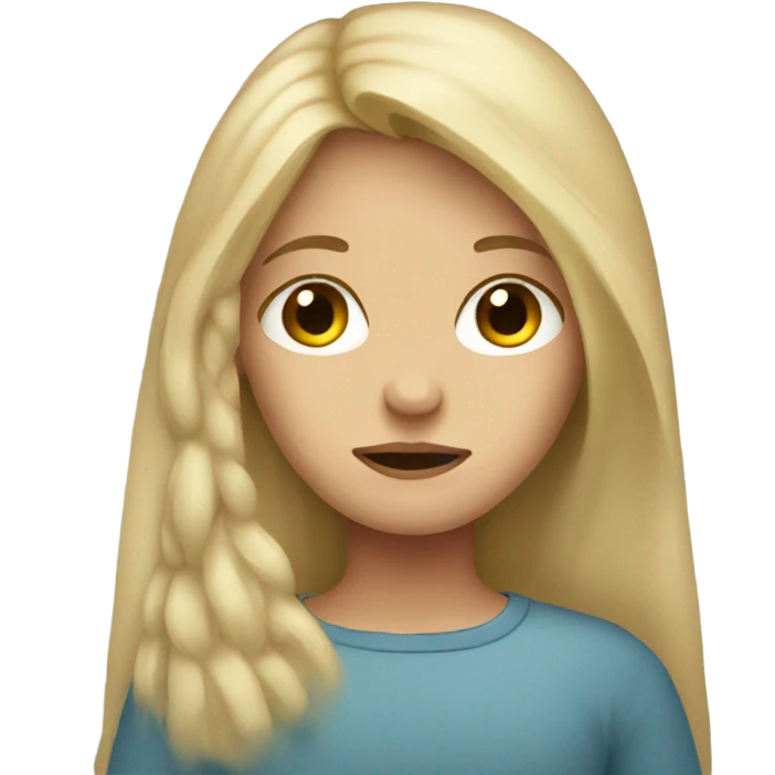 Sad blonde-haired girl with long hair emoji