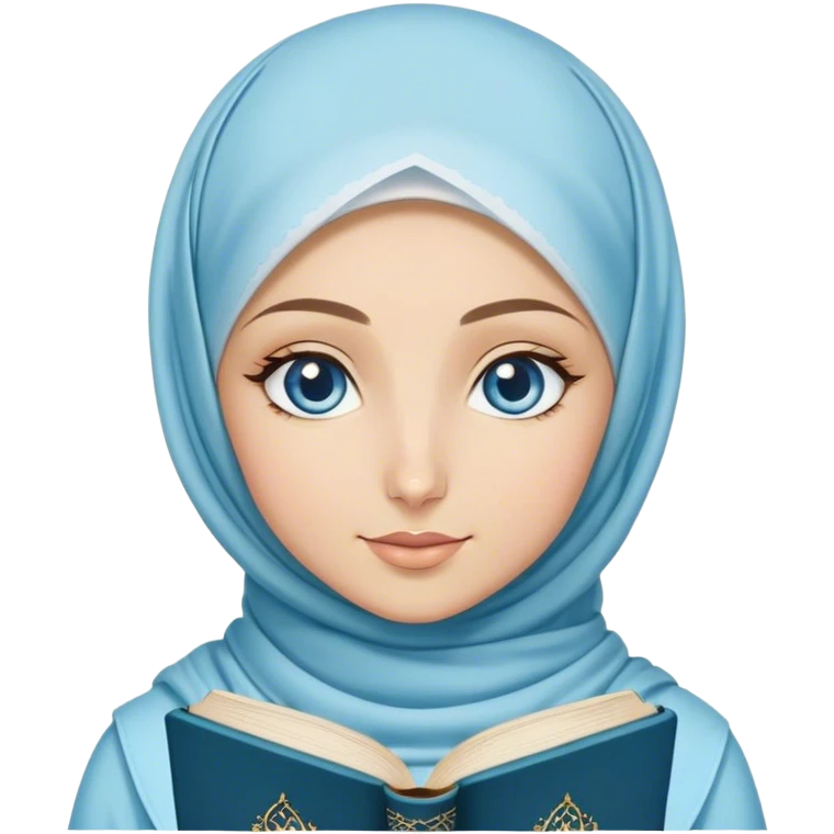 Turkish blonde diamond design Hijabi girl with blue eyes and beautiful finish reading quran emoji